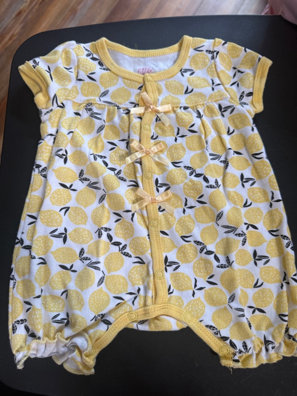 Yellow Lemon Print Baby Romper
